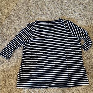 Duluth Trading Co Navy and White Striped Long Sleeve Tee - Size 3X